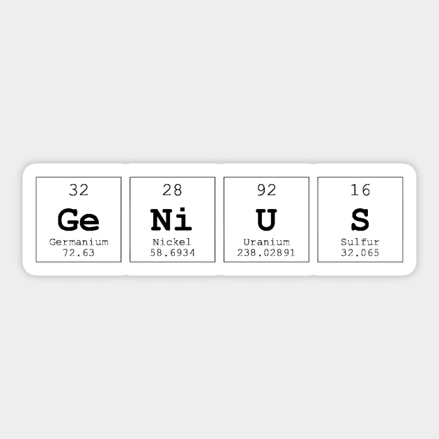 Genius Periodic Table Science Print Sticker by Auto-Prints